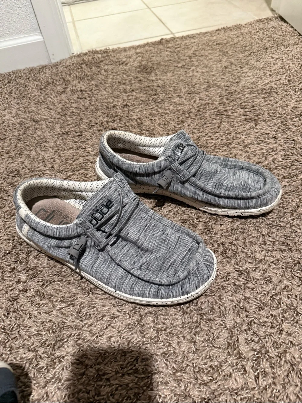 Hey Dude Gray Knit Slip-On Loafers